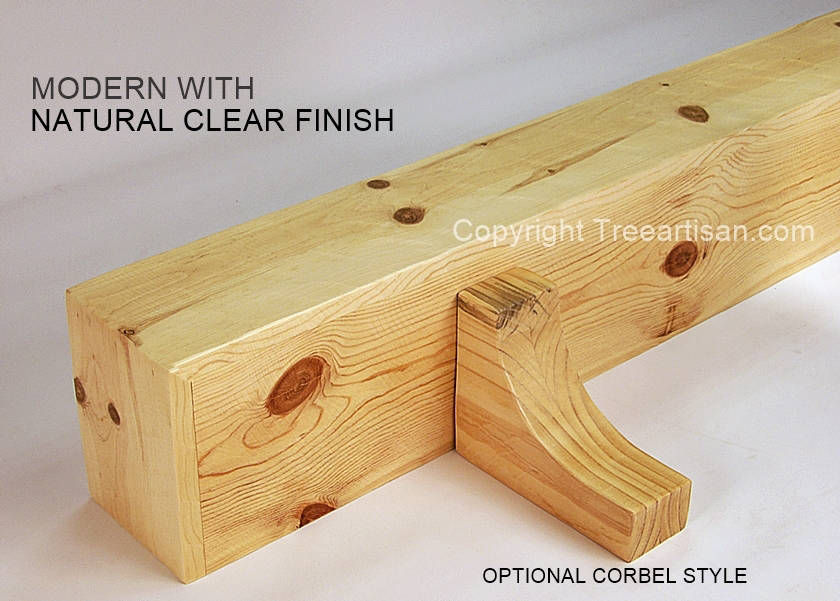 Rustic or Modern Knotty Pine Fireplace Mantel Beam Floating Shelf
