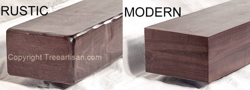 Rustic or Modern Walnut Fireplace Mantel Beam Floating Shelf